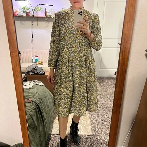 VINTAGE J. Jill Corduroy Floral Button Front Dress - Picture 3 of 14